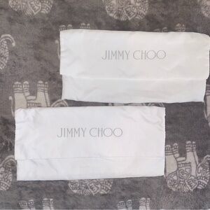 Jimmy Choo White Fabric Dust Bags with Gray Logo